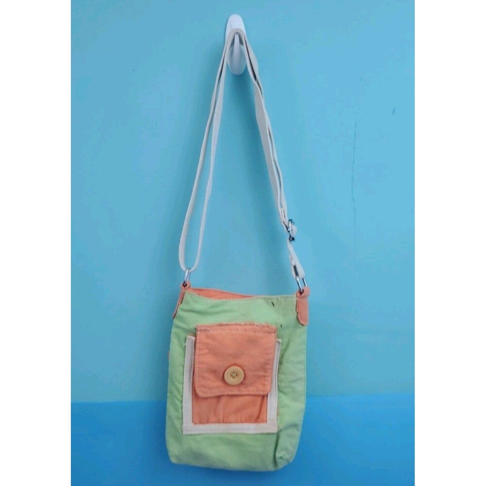 Sun 'N' Sand Uchi Upcycled  Canvas Crossbody Bag Green Orange